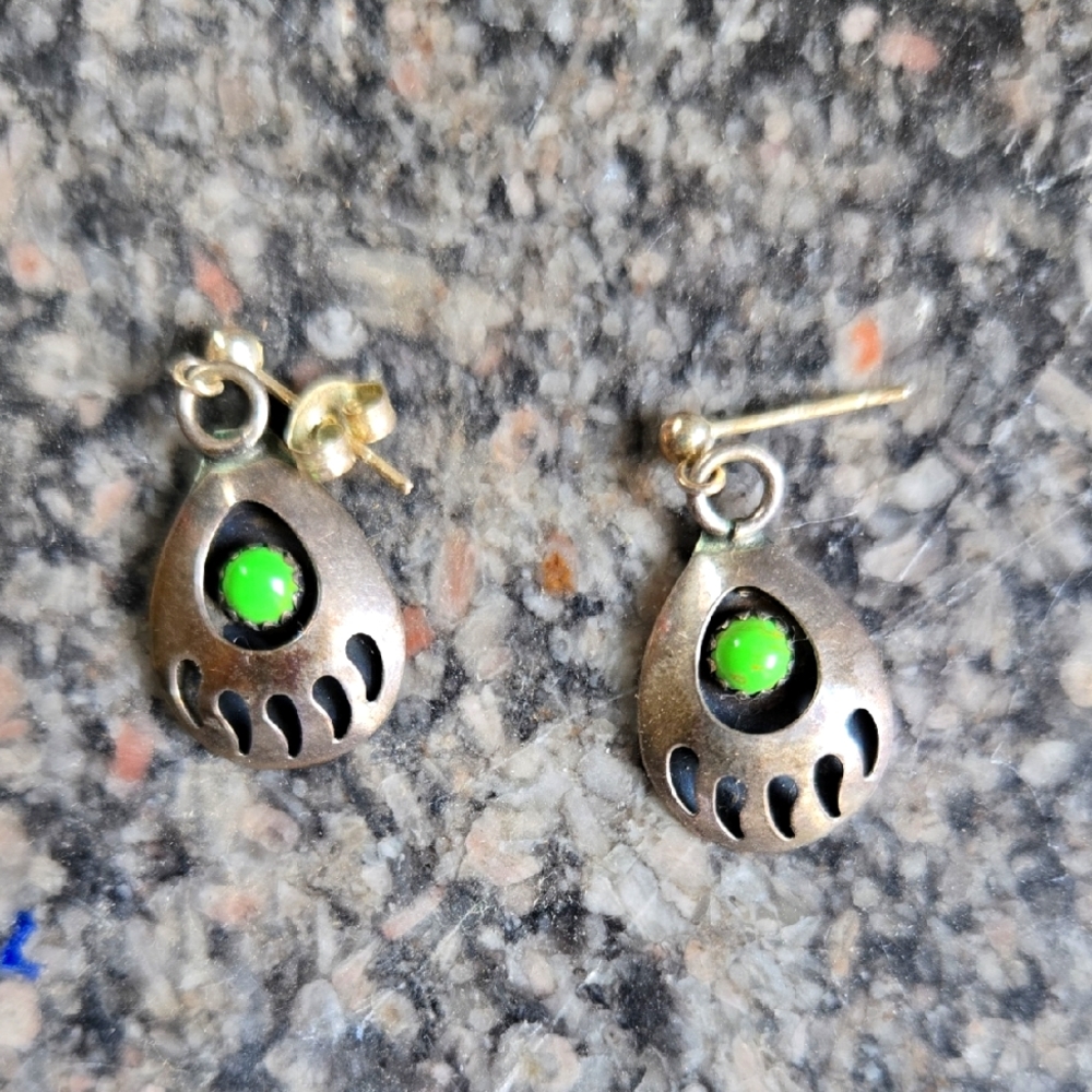 Elegant Silver and Green Teardrop Earrings